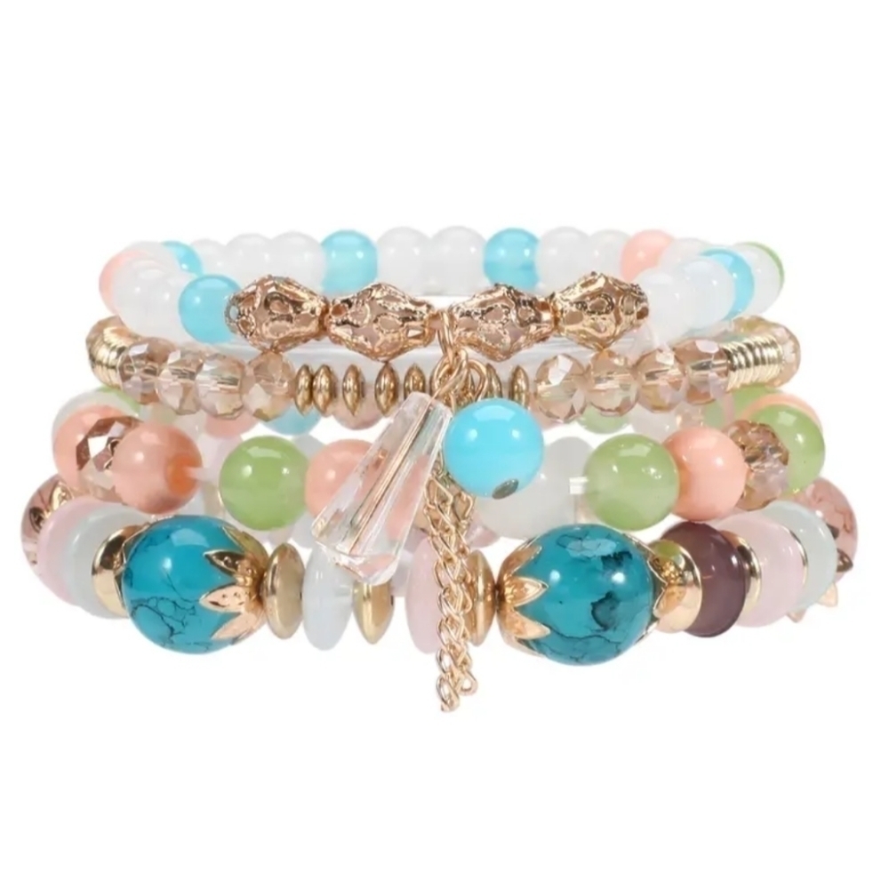 NEW 4PC multi colored bracelet set